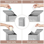 SUBEKYU Metal Magnetic Lint Bin for Laundry Room, Wall Mounted Lint Box Holder with Lid for Dryer,Light Grey - color: Light Grey