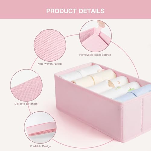 Criusia Drawer Organizer Clothes, 21 Pack Dresser Organizer for Baby Clothes, Underwear, Sock - Foldable Closet Organization and Storage Dividers Bins for Nursery, Bedroom (Pink) - color: Pink, size: 21PACK