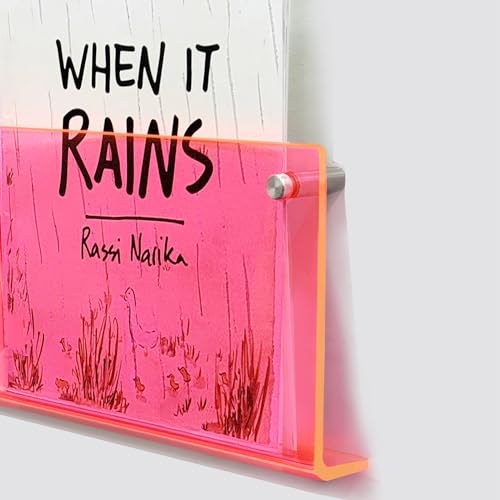 ROYALITA 2-Pack Acrylic Magazine Holder Brochure Holder, 17" Record Holder Magazine Rack, Fashion Hanging Bookshelf Literature Storage Rack for Waiting Room, Living Room, Office, Pink 17 Inch - color: Pink, size: 17 Inch