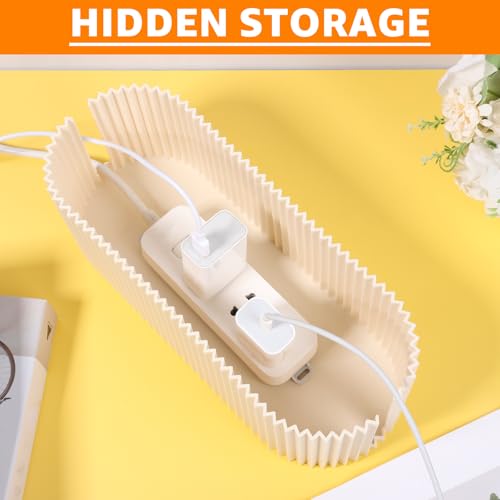2Pcs Cable Management Box, 13 × 5.12 × 4.33 inch Plastic Cord Hider Box with Wood Lid, Hidden Storage Cord Organizer Box, Ample Internal Space Power Strips Cover Easy Access for Home Office