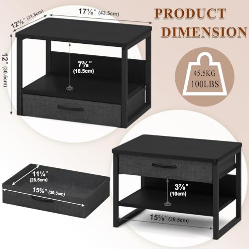 MARTY Printer Stand with Storage Drawer for Desk, 2-Tier Desktop Printer Stand Shelf Organzier for Home Office Printer Riser Under Desk Small Printer Table for Fax Machine Copier Scanner (Black) - color: Black, size: 2 Tier with Drawer
