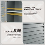 Tangkula Wall Mounted Bathroom Cabinet with Open Shelf & Bar, Medicine Cabinet with Double Louvered Doors, Wall Storage Cabinet with Adjustable Shelf, for Bathroom Living Room Kitchen (Grey) - color: Grey