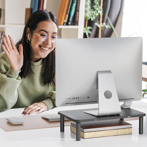 WALI Dual Monitor Stand for Desk, Desk Monitor Riser 3 Height Adjustable, Laptop Riser with Airflow Vents, Desk Organizer for Computer, Laptop, Printer, Notebook (STT003-2), 2 Pack, Black - color: Black 2 Pack, size: Basic