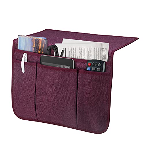 Bedside Caddy Bedside Storage Organizer Magazine Phone Tablet iPad Remote Holder, Organizer Caddy for Home College Dorm Bed, Sofa, Bunk Bed (Purple) - color: Purple