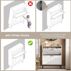 Nicetree Shoe Storage Cabinet with 2 Flip Drawers, Freestanding Shoe Organizer, Shoe Cabinet with Metal Legs, Narrow Shoe Rack Cabinet, Farmhouse Slim Shoe Cabinet for Entryway, Foyer, Hallway, White - color: White, style: 2-Drawers