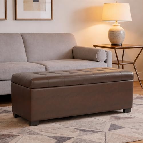 HomePop Large Tufted Storage Bench - Antique Brown - color: Antique Brown