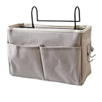 Cosiki Bedside, Bedside Storage/Bedside Hanging Storage Bag Hanging Desk Organizer for Headboards Bunk Beds Dorm Rooms Book Phone Magazine Holder (Grey)