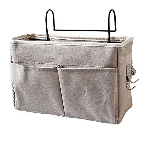 Cosiki Bedside, Bedside Storage/Bedside Hanging Storage Bag Hanging Desk Organizer for Headboards Bunk Beds Dorm Rooms Book Phone Magazine Holder (Grey)