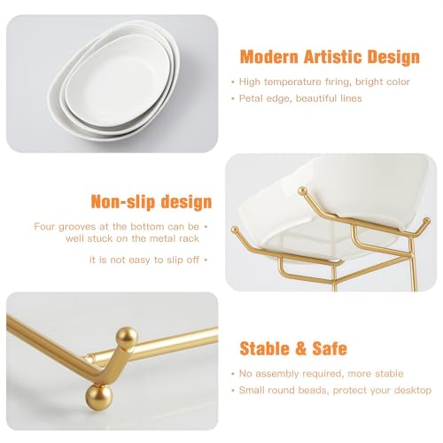 2 Tier Ceramic Fruit Bowl for Kitchen Counter, Tiered Fruit Basket for Countertop, Modern Multi Layer Fruit Display Stand for Party, Cute (Gold&White, Small) 1 - color: Gold&White, size: Small