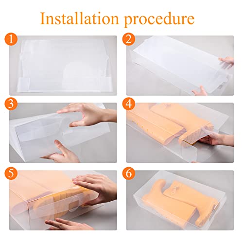 Shihanee 12 Pcs Boot Box Clear Plastic Stackable Shoe Storage Organizer Foldable Heavy Duty Shoe Containers for Closet Small Spaces Dorm Bedroom Apartments, 20.5 x 12 x 4.3 Inches - size: 20.5 x 12 x 4.3 Inches