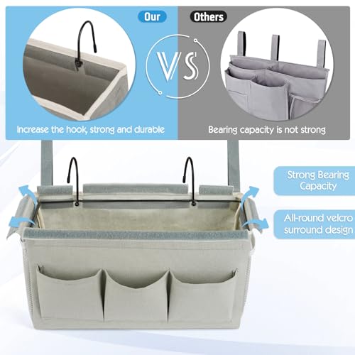 Bedside Storage Caddy/Bedside Hanging Storage Bag for Headboards Bunk Beds Dorm Rooms Book Phone Magazine Holder (New Grey) - color: New Grey
