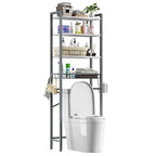 Kalrin Over-The-Toilet Storage Rack, 4-Tier Bathroom Organizer Shelf Over Toilet with Adjustable Shelf and Basket, Freestanding Space Saver Bathroom Shelves Above Toilet for Room (Gray- White) - color: Gray- White