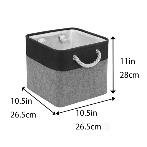 Cube Storage Bins, Collapsible Fabric Cube Storage Bin, 11 Inch Cube Storage Bins with Handles, Foldable Storage Cubes (Black/Gray, 6Pack) - color: black and gray
