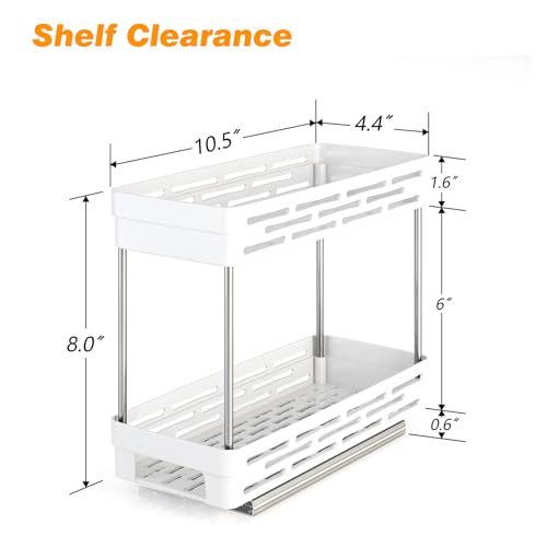 Pull Out Spice Rack Organizer for Cabinet, 2 Pack Slide Out Spice Racks Organizer, Spice Cabinet Organizers, Cabinet Size Need:12'' Highx11'' Deepx5'' Wide,Hold 10 Spice Jar Each Tier-2Tier, White - color: White, size: 2 Pack
