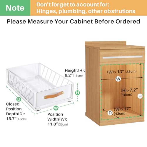4Pack Pull out Cabinet Organizer,Heavy Duty Slide out Pantry Shelves Drawer Storage with Adhesive Nano Film,Sliding Mesh Basket with Handle for Kitchen, Bathroom, Home, 11.8W" X 15.7"D X 6.2"H,White - color: White, size: 11.8"Wide-15.7"Deep (4Pack)