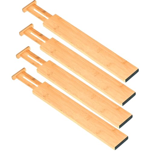 Bamboo Drawer Dividers Set of 4, Adjustable Drawer Organizers for Kitchen, Bedroom, Bathroom, Dresser & Office (13"-17") - size: 13"-17"