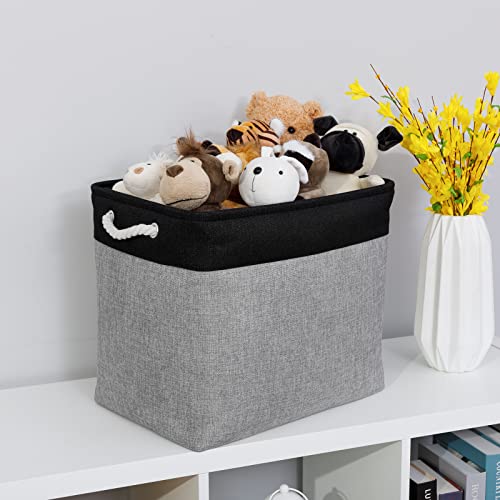 Bidtakay Storage Baskets Extra Large Baskets for Organizing Grey Rectangle Laundry Basket Linen Fabric Bins Set of 2 Clothes Baskets for Closet Shelves Hallway Bedroom Toy Organizer 17x12x15 In - color: Black&grey, size: 2 Pack-XL-17x12x15 In