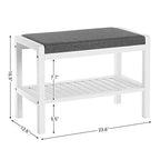SONGMICS Shoe Rack Bench with Cushion Upholstered Padded Seat, Storage Shelf, Shoe Organizer, Holds Up to 350 lb, Ideal for Entryway Bedroom Living Room Hallway Garage Mud Room Gray and White ULBS65WN - color: Gray + White