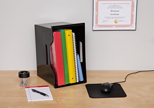 IRIS USA Large Portable Desktop File Box with Open Lid, 4 Pack, Side Handles, Hanging File Folders, Tabs & Inserts, Letter Size, Magazines, Newspapers, Mail, Books, Notebooks, Black - style: Black L - 4 Pack