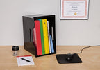 IRIS USA Large Portable Desktop File Box with Open Lid, 4 Pack, Side Handles, Hanging File Folders, Tabs & Inserts, Letter Size, Magazines, Newspapers, Mail, Books, Notebooks, Black - style: Black L - 4 Pack