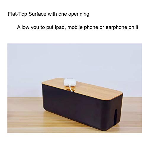 Cable Management Box| Power Stripe Organizer|Cord Organizer Box| Hide and Conceal Power Strips and Electrical Cords from TVs, Computers, and Desks| Keep Pets Safe - color: Black