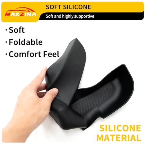 Door Side Storage Tray Compatible with 2022-2025 (Not fit 2026) Ford Maverick Side Door Storage Box Car Side Organizer Phone Pocket Silicone Front & Rear 4PCS Maverick Accessories (Black) - color: Black