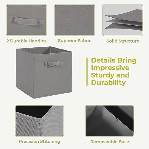 11x11 Storage Bins, Set of 4 Storage Cubes, Collapsible Cube Storage Box, Fabric Closet Organizers with Handles for Home, Office, Closet Shelf Cabinet, Bookcase, Grey - color: Grey, size: 4 Pack