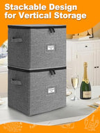 punemi Champagne Flute Storage Container, 2 Pack Wine Glass Storage Box w/Hard-Shell Top, Bottom & Sides, Dividers, Stackable Glassware Storage Container for Champagne, White Wine & Stemware - style: champagne-storage-2pcs