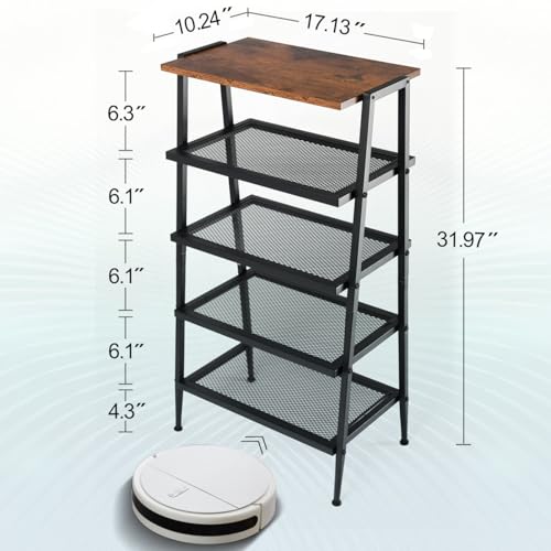 A-Shape Shoe Rack, 5-Tier Heavy-Duty Shoe Organizer with Wooden Top & Mesh Shelves, Space-Saving for Entryway, Bedroom, Hallway(31.97" H, Holds 10 Pairs, Rustic Brown) - size: 17.32" X 10.24" X 31.97"