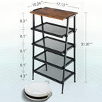 A-Shape Shoe Rack, 5-Tier Heavy-Duty Shoe Organizer with Wooden Top & Mesh Shelves, Space-Saving for Entryway, Bedroom, Hallway(31.97" H, Holds 10 Pairs, Rustic Brown) - size: 17.32" X 10.24" X 31.97"