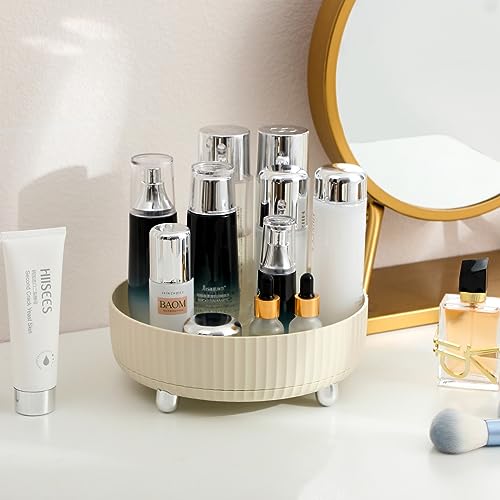 Anyoifax Makeup Perfume Organizer Tray 360 Degree Rotating Lazy Susan Skincare Lotion Organizer Spinning Cosmetics Storage for Dresser, Vanity, Bathroom Countertop, Small Beige - color: Beige, size: 9 "