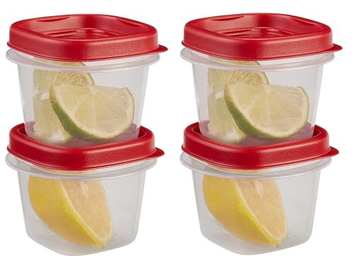 Food Storage Containers, Half Cup Food Storage Containers, 9 Peice Set, Easy Find Lids, 4 Containers, 4 Lids Chalk Pen And Chalk Labels - color: Red, size: Half Cup Pack of 4