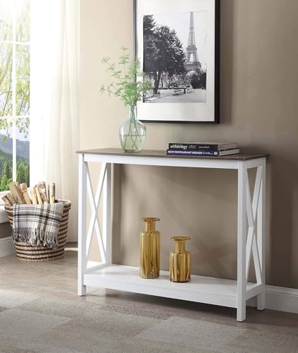 Convenience Concepts Oxford Console Table 39.5" - Sofa Table with Storage Shelf, Transitional Entryway Hall Table for Living Room and Bedroom, Display Foyer Table, Driftwood/White - color: Driftwood/White