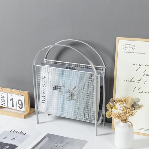 MyGift Magazine Rack, Floor Freestanding Magazine Holder for Bathroom Bedroom Office, Books Newspapers File Mail Organizer, Mid Century Modern Decor Wire Storage for Tablets and Documents - color: Silver