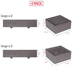 DIOMMELL 4 Pack Foldable Cloth Storage Box Closet Dresser Drawer Organizer Fabric Baskets Bins Containers Divider for Clothes Underwear Bras Socks Lingerie Clothing, M Grey 22-0000 - color: Grey