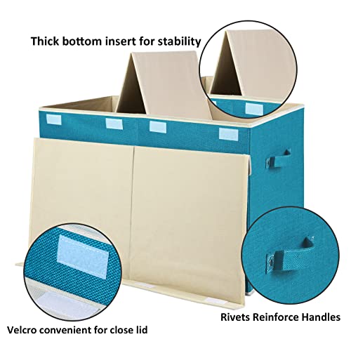 popoly Large Toy Box Chest Storage with Flip-Top Lid, Collapsible Toy Bin Storage Organizer for Boys, Kids, Girls, Toys, Playroom Organizers, 25"x13" x16"(Linen Teal) - color: Large Teal