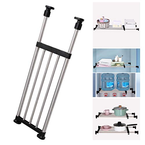 BAOYOUNI Adjustable Closet Shelf Expandable Shelves Tension Rod Hanger Space Saving Storage Rack Organizer Divider for Wardrobe, Cupboard, Kitchen, Bathroom Use, Black, 2 Pack - color: Black, 2pcs (2-bar Telescopic), size: Recommended Use Length: (32.28-4