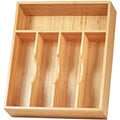 Umilife Bamboo Kitchen Drawer Organizer, 11 Inch Silverware Utensils Tray Holder with Grooved Dividers, 2.4" High Wood Caddy for Flatware Cutlery Knives - size: 11 x 14 inch (5 Slots)