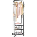 Kaitiemoo Heavy Duty Clothing Rack with Wheels,Modern Garment Rack with 3 Metal Shelves, 71.8Inches Display Rack for Hanging Clothes, Hanging Rod for Small Space,Black - color: Black