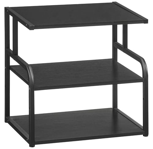 HOOBRO Printer Stand, 3-Tier Desktop Printer Table, Under Desk Printer Storage Office Organizer, Storage Rack with Adjustable Shelf, for Home Office, Kitchen, Living Room, Black BB06PS01