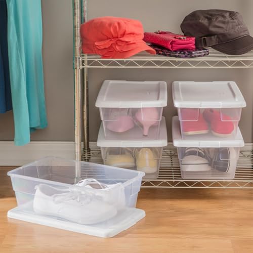Sterilite 48-Pack 6 Quart Storage Box, Stackable Clear Plastic Bins with Snap-On Lids – Heavy-Duty Organizing Containers for Closet, Bathroom & Office - size: 6 Quart, style: 48