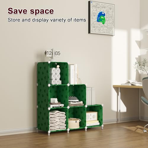 UNKU Cube Storage Organizer, 6 Cube Closet Organizer Storage Shelves, DIY Stackable Bookcase, Clothes Organizer Shelf for Closet, Bedroom, Living Room, Cabinet, Home, Office, Green - color: Red, size: 6cube