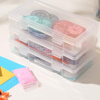 Medium Clear Storage Box 9 Pack Stackable Storage Containers with Snap-Tight Latch 10" x 5"x 1.9" for Pencil Box,Art tools - size: Medium-9 Pack