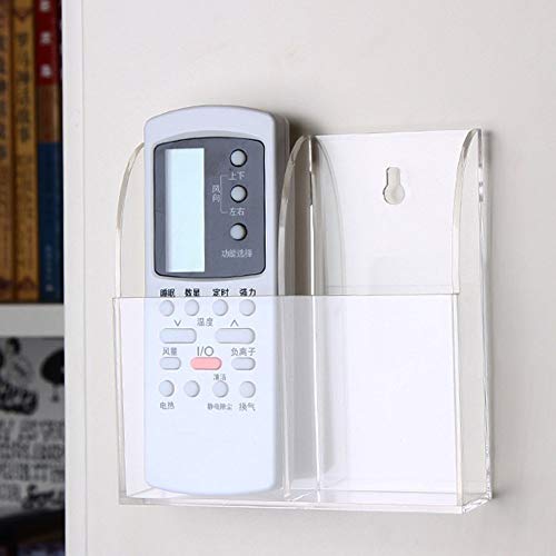 APSOONSELL Remote Control Holder Organizer Wall Mount Acrylic Tidy for Air Conditioner, TV box, Stereo, 2 Slots - style: 2 Compartments