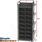 Simple Houseware 16 Cube Shoe Stand Tower Rack 8 Tier with Top Shelf and Side Hanging Pockets, Dark Gray - color: Dark Gray