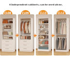 Closet System with 4 Sets, 8-21FT Closet Organizer Systems with 6 Drawers & 7 Hanging Rods & Adjustable Shelves, Walk in Closet Standalone Closet System Modular Closet System Set White