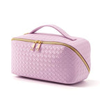 Women's Travel PU Leather Cosmetic Organizer - Large Capacity Toiletry Storage Solution - color: Purple