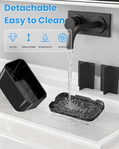Toothbrush and Toothpaste Holders for Bathrooms Countertop - Detachable 5 Slots Kids Electric Toothbrush Holders Set Wall Mounted with Removable Dividers for Bathroom Decor and Accessories Organizer - color: Black