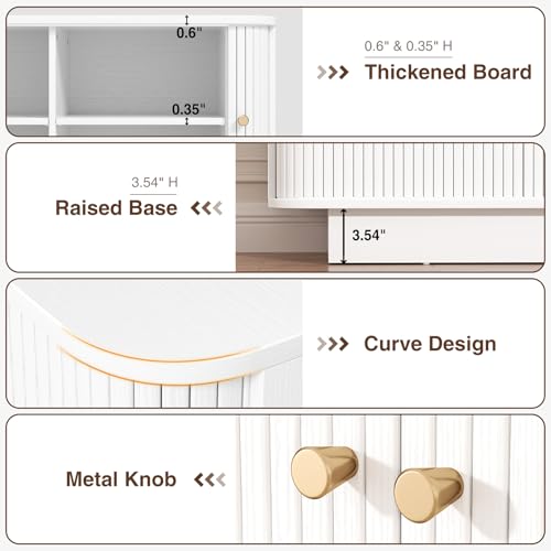 AKMAKM Fluted Shoe Storage Bench, 63" W Long Entryway Bench with Sliding Door, Mud Room Benches with Seat, Upholstered Wooden Rack Organization for Living Room, Apartment, Dorm, Oak, Natural2PCS - color: White, size: 31 W * 2