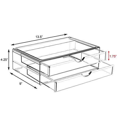 Sorbus Large Stackable Acrylic Drawers - 2 Clear Storage Drawers for Organizing Make up, Nail Polish, Hair Accessories, and Beauty Supplies - Makeup Organizer for Vanity, Bathroom Organizer Countertop - color: 2 Wide Drawers